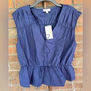 A Loves A v neck cotton peplum top bow details